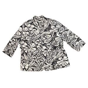 Coldwater Creek Women’s Floral Rose Black & White Jacket Size 2X